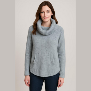 Cynthia Rowley Women's L Light Blue Cowl Neck Wool Blend Kangaroo Pocket…